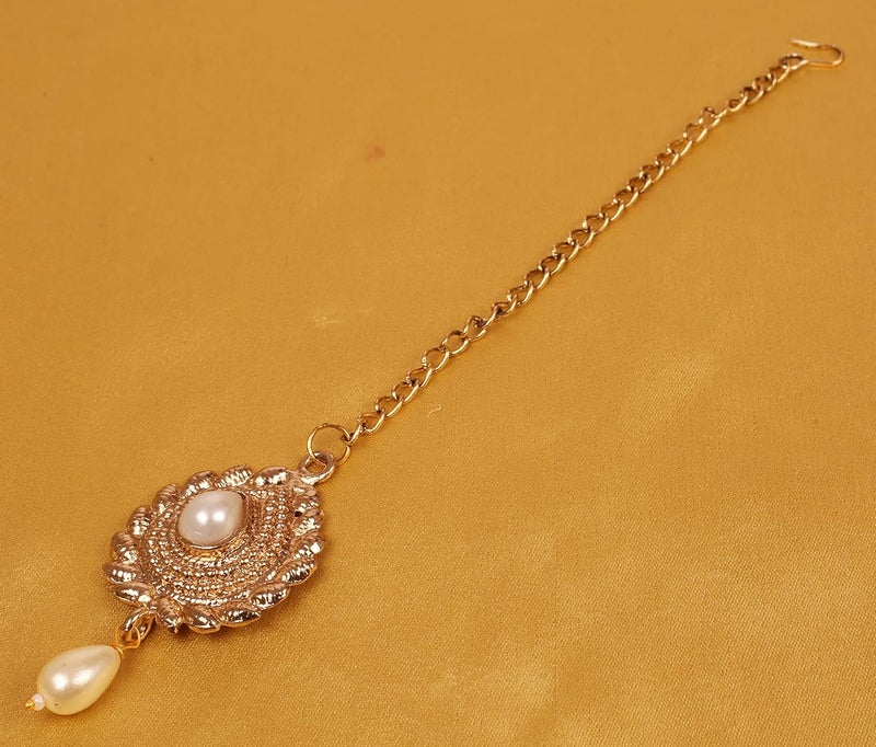 Touchstone maang Tikka Indian Head Jewelry Women Hair Accessories Gold Headpiece Forehead mangtika Bollywood Simple kundan Wedding Dainty Chain Bridal tikli borla Filigree netthi chutti - Image 2